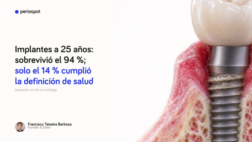 Implantes a 25 años: sobrevivió el 94 %; solo el 14 % cumplió la definición de salud